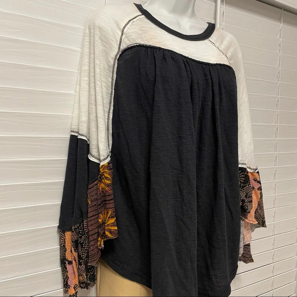 Free People NWT Friday Fever Top OB799522 Top Relaxed Black Size S